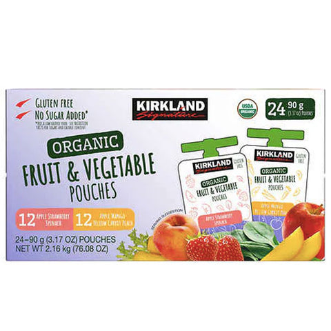 Kirkland Signature Organic Fruit and Vegetable Pouches, Variety Pack, 24 Count