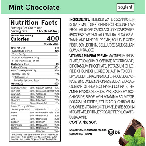 Soylent Single Mint Chocolate Meal Replacement, 14 fl oz