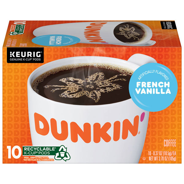 Dunkin' French Vanilla Coffee Keurig K Cup Pods, 10 Count