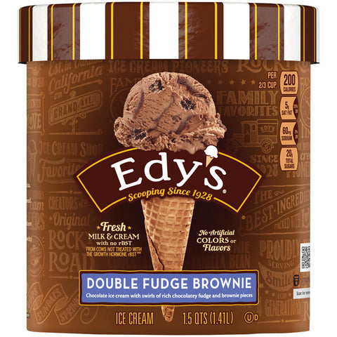 Edy's Double Fudge Brownie Ice Cream, 1.5 qt.