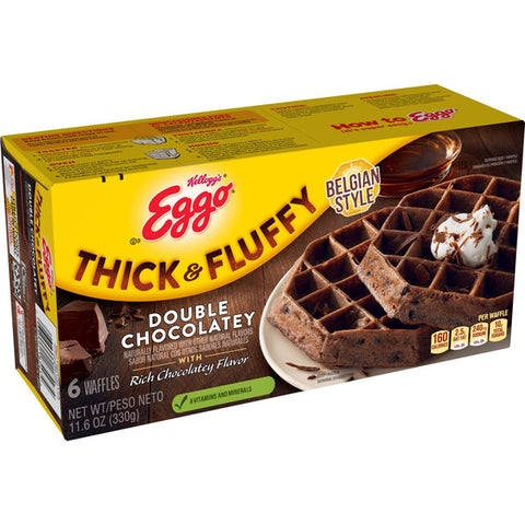 Kellogg's Eggo Thick & Fluffy, Frozen Waffles, Double Chocolatey, 6 Ct