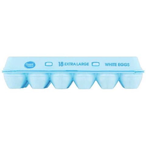 Great Value Extra Large White Eggs, 40.5 oz, 18 Ct - Water Butlers