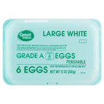 Great Value Large White Eggs, 6 Count