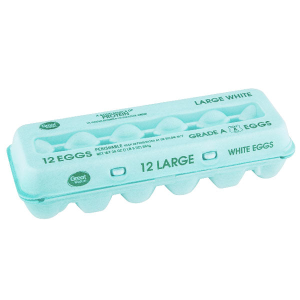 Great Value Large White Eggs, 24 oz, 12 Ct - Water Butlers
