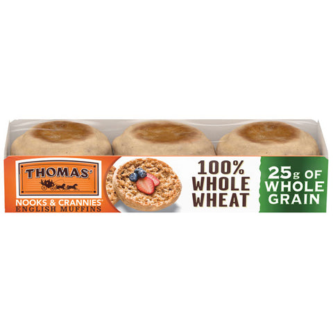 Thomas' 100% Whole Wheat English Muffin, 6 Count