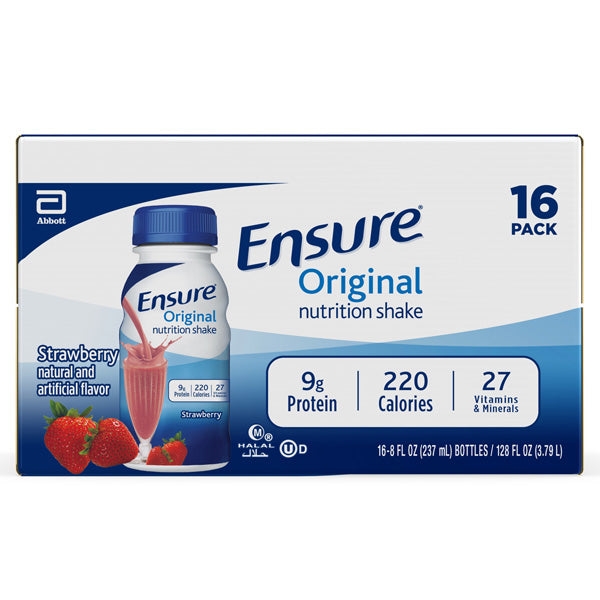 Ensure Original Nutrition Meal Replacement Shakes, Strawberry, 8 fl oz, 16 Count