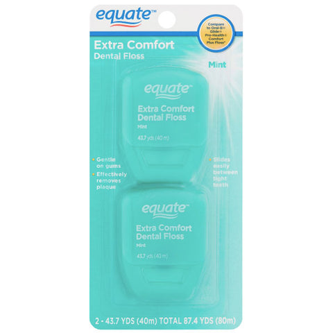 Equate Extra Comfort Mint Dental Floss, 40m, 2 Count