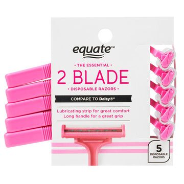 Equate The Essential 2 Blade Disposable Razors for Women, 5 Count