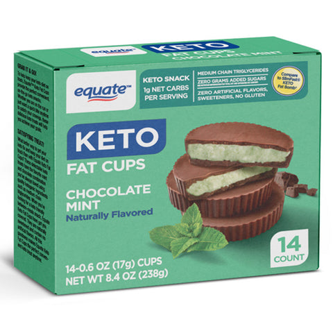 Equate Keto Fat Cups, Chocolate Mint, Keto Snack, 14 Count