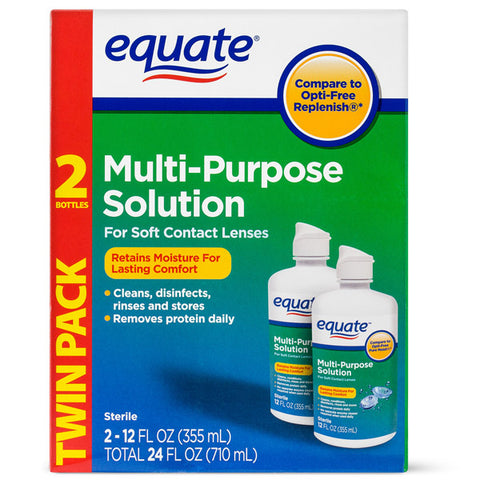 Equate Sterile Multi-Purpose Contact Solution, 12 oz, 2 Count