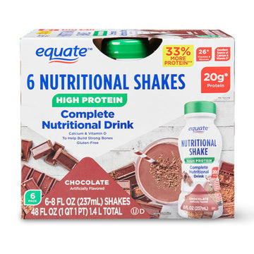 Equate High Protein Nutritional Drink, 20g Protein, Chocolate, 6 Count