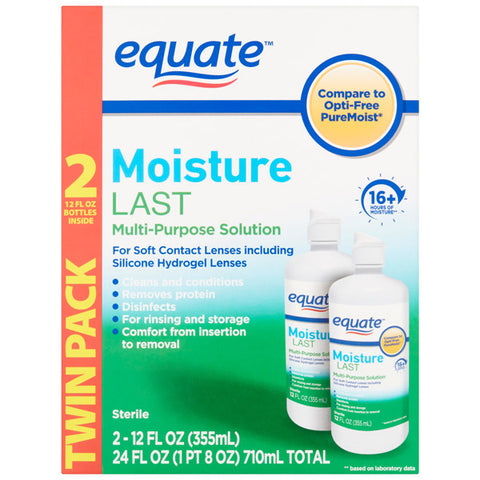 Equate Moisture Last Multi-Purpose Contact Solution, 12 oz, 2 Count