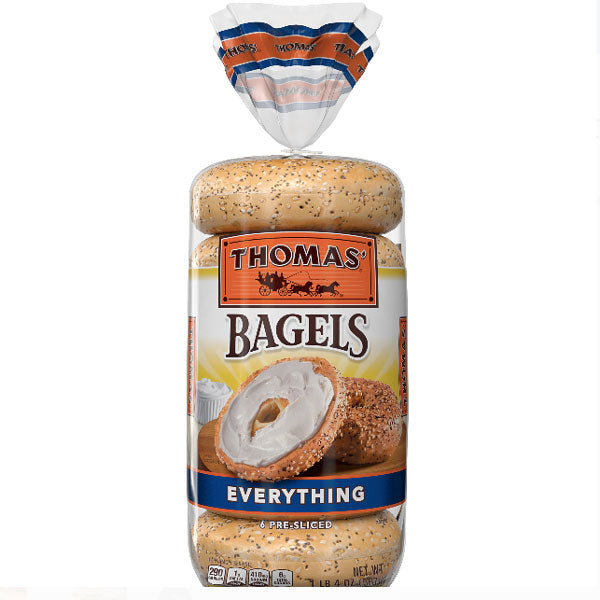 Thomas Bagels, Everything - 6 Ct - Water Butlers