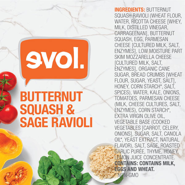 Evol Vegetarian Butternut Squash & Sage Ravioli, 8.13 oz