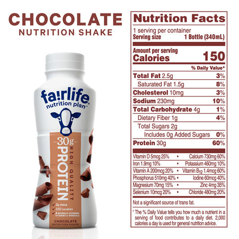 Fair Life Nutrition Plan High Protein, Chocolate, 11.5 fl oz. 4 Count