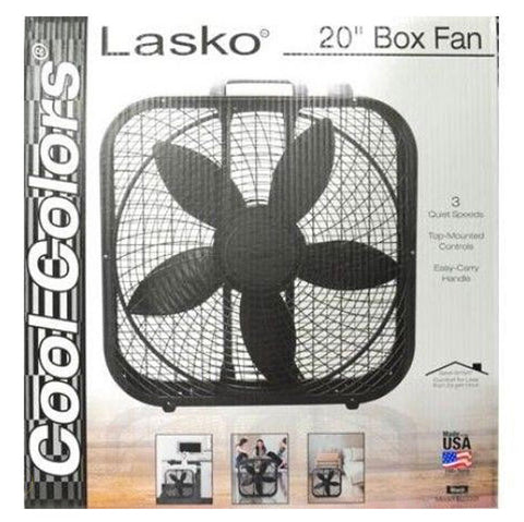 Lasko Cool Colors 20" 3-Speed Box Fan, Black