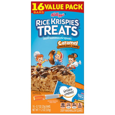 Kellogg's Rice Krispies Treats Marshmallow Snack Bars, Caramel Chocolatey Chunk, 16 Count