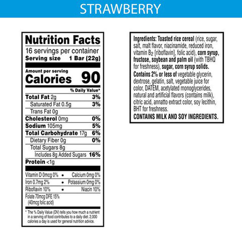 Kellogg's Rice Krispies Treats Marshmallow Snack Bars, Strawberry, 16 Count