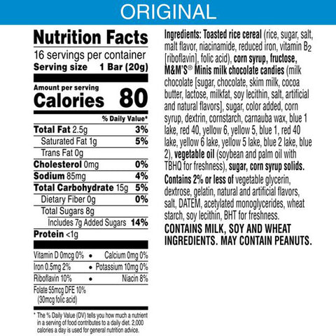 Kellogg's Rice Krispies Treats Marshmallow Snack Bars, M&M's Minis, 16 Count