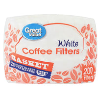 Great Value White Basket Coffee Filters, 200 Count - Water Butlers