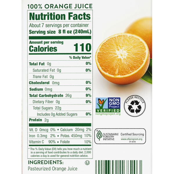 Florida's Natural No Pulp Orange Juice, 52 oz.