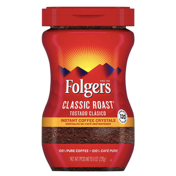 Folgers Classic Roast Instant Coffee Crystals, 8 oz