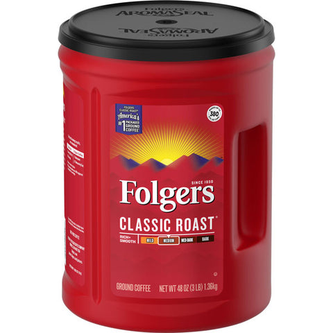 Folgers Classic Roast Ground Coffee, Medium Roast, 43.5 oz