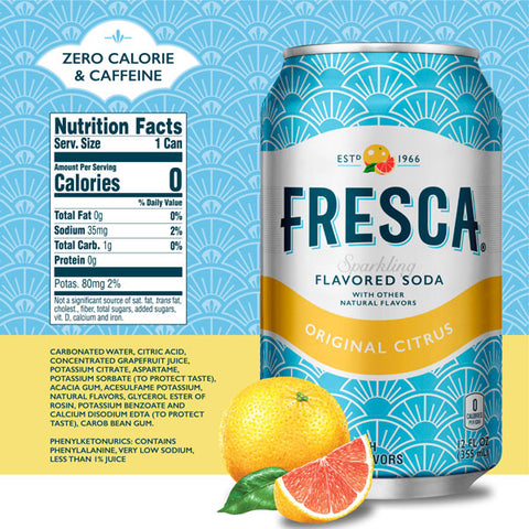 Fresca Original Citrus Soda Sparkling Flavored Soda, 12 fl oz, 12 Count