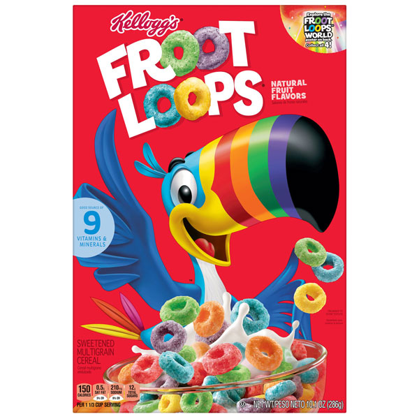 Kellogg's Froot Loops Breakfast Cereal, Fruit Flavored, Original, 8.9