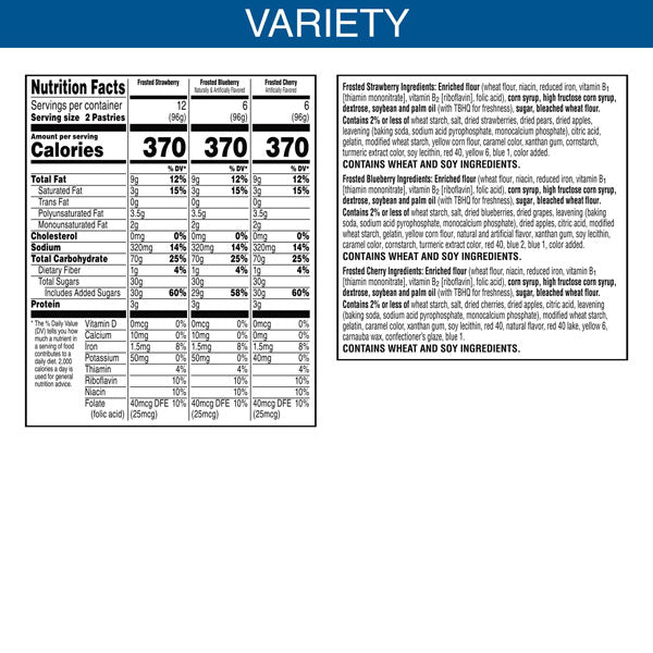 Pop-Tarts Frosted Strawberry, Cherry & Blueberry Variety Pack, 48 ct.