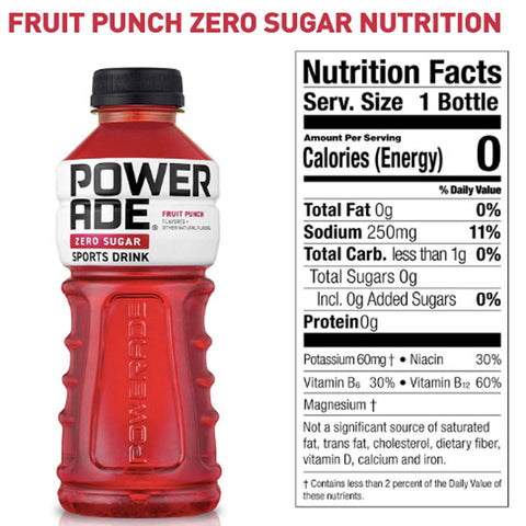 Powerade Zero Calorie Sport Drink, Fruit Punch, 20 Fl oz, 8 Ct - Water Butlers