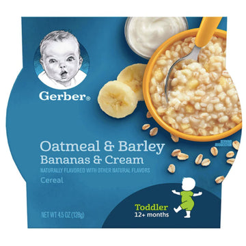 Gerber Oatmeal & Barley, Bananas & Cream Cereal Tray, 4.5 oz