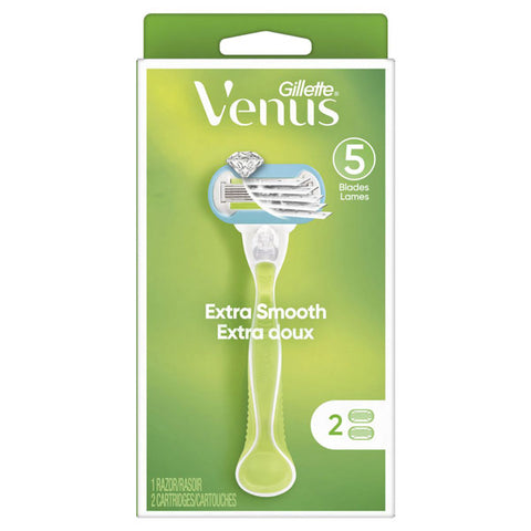 Gillette Venus Extra Smooth Green Women's Razor Handle + 2 Blade Refills