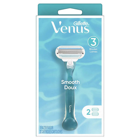 Gillette Venus Smooth Women's Razor, 1 Handle + 2 Refills