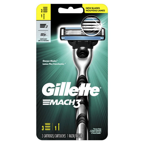 Gillette Mach3 Mens Razor Handle and 2 Blade Refills