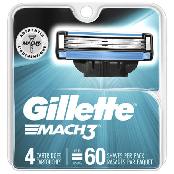 Gillette Mach3 Mens Razor Blades Refill, 4 Cartridges