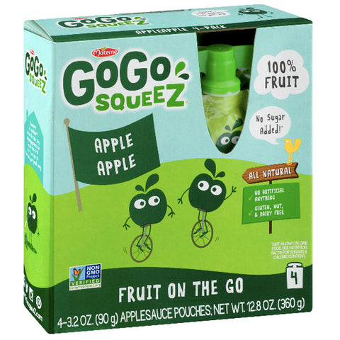 GoGo squeeZ Applesauce Apple 3.2oz, 4 Ct - Water Butlers