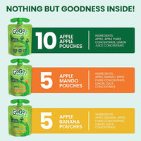 GoGo squeeZ Applesauce Variety pack, Apple Apple, Apple Banana, Apple Mango, 20 Count