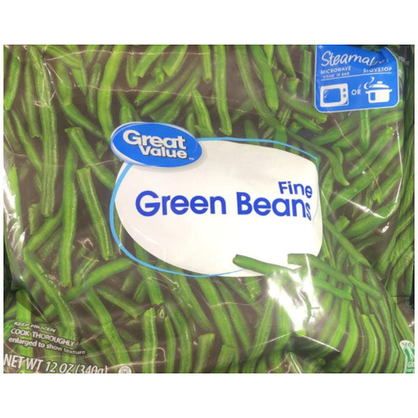 Great Value Steamable Fine Green Beans, Frozen, 12 oz