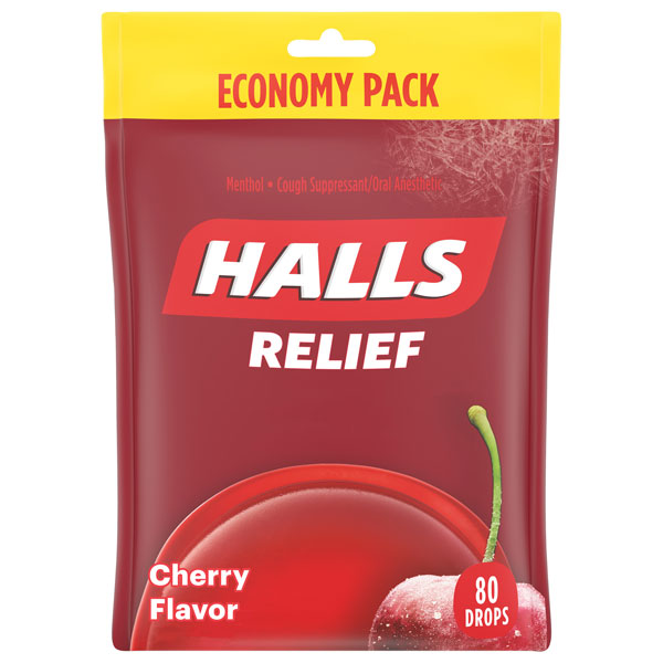 HALLS Relief Cherry Cough Drops, 80 Drops