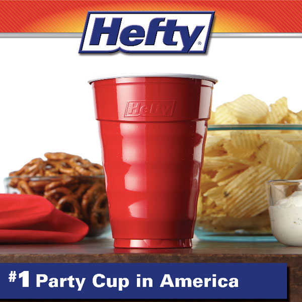Hefty Party on Disposable Plastic Cups, Assorted, 16 Ounce, 100 Count