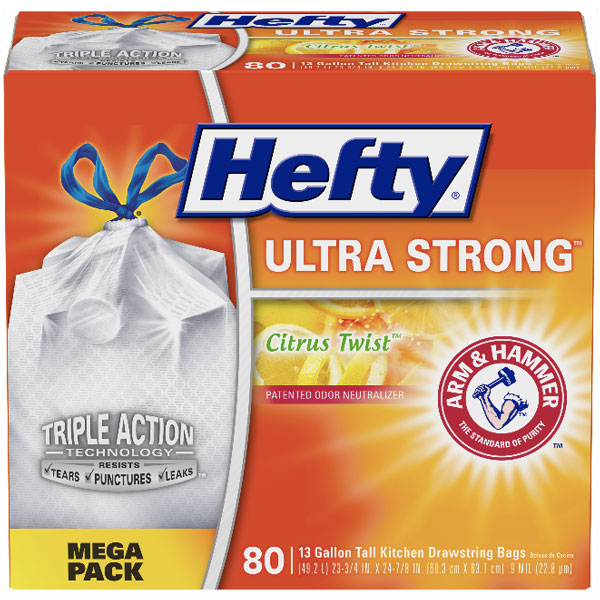 Hefty® Ultra Strong™ Tall Kitchen Trash Bags, 13 Gallon, 80 Count