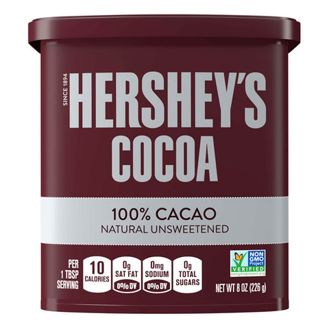 Hershey's Cocoa Powder 100% Cacao, Natural Unsweetened Chocolate, 8 Oz.