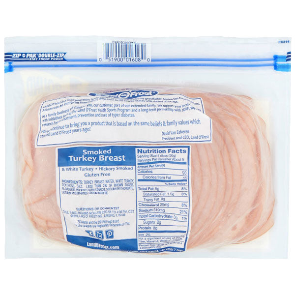 Land O'Frost Premium Hickory Smoked Turkey Breast, 16 oz - Water Butlers