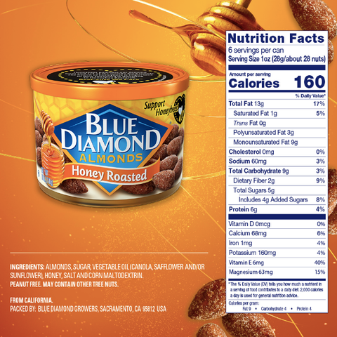 Blue Diamond Almonds, Honey Roasted, 6 oz - Water Butlers