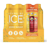 Sparkling Ice Zero Sugar, Lemonade Pack, Berry Lemonade, Classic Lemonade, Strawberry Lemonade, 12 Pack
