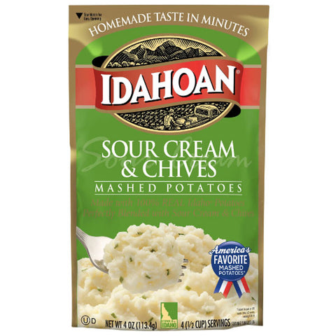 Idahoan Sour Cream & Chives Mashed Potatoes, 4 oz Pouch