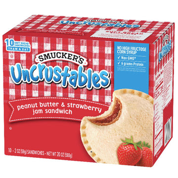 Smucker's Peanut Butter Strawberry Jam Uncrustables Sandwich, 10 Ct