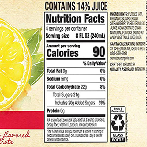 Santa Cruz Organic Strawberry Lemonade, 32 Oz – Water Butlers
