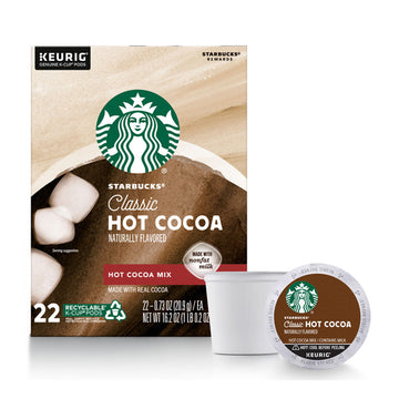 Starbucks Hot Cocoa K Cup Pods, Classic Hot Cocoa for Keurig Brewers, 22 Count
